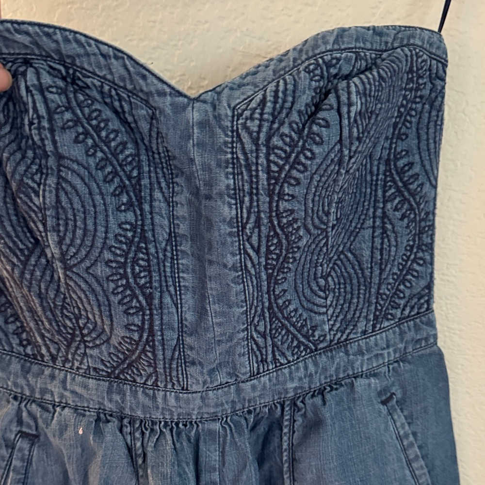 Rebecca Taylor Dark Blue Strapless Dress - Picture 2 of 11